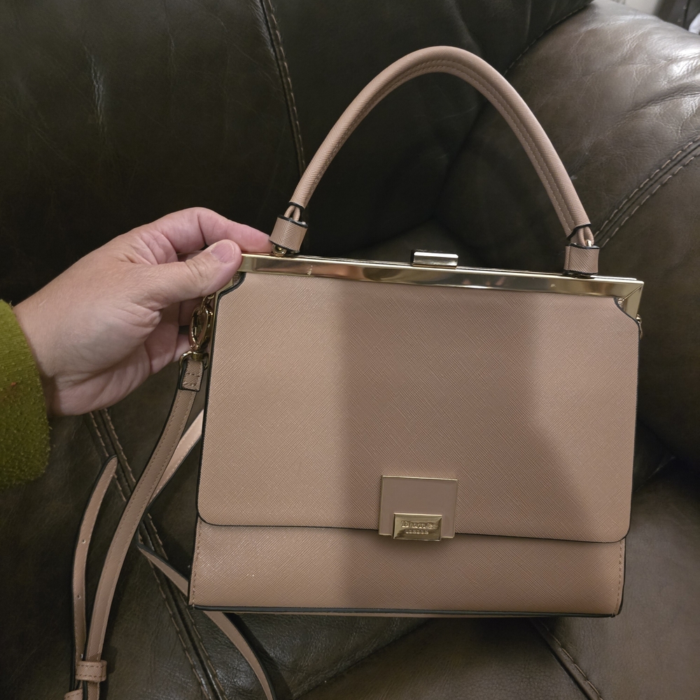 Dune London Tan Satchel with Gold Accents